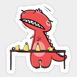 Funny Red T-Rex At Handbell Choir Practice Sticker